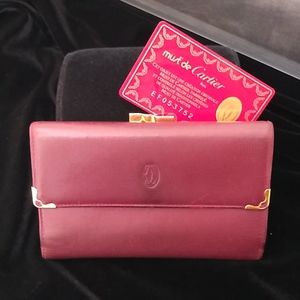 CARTIER Tri Fold Wallet with Kiss Lock